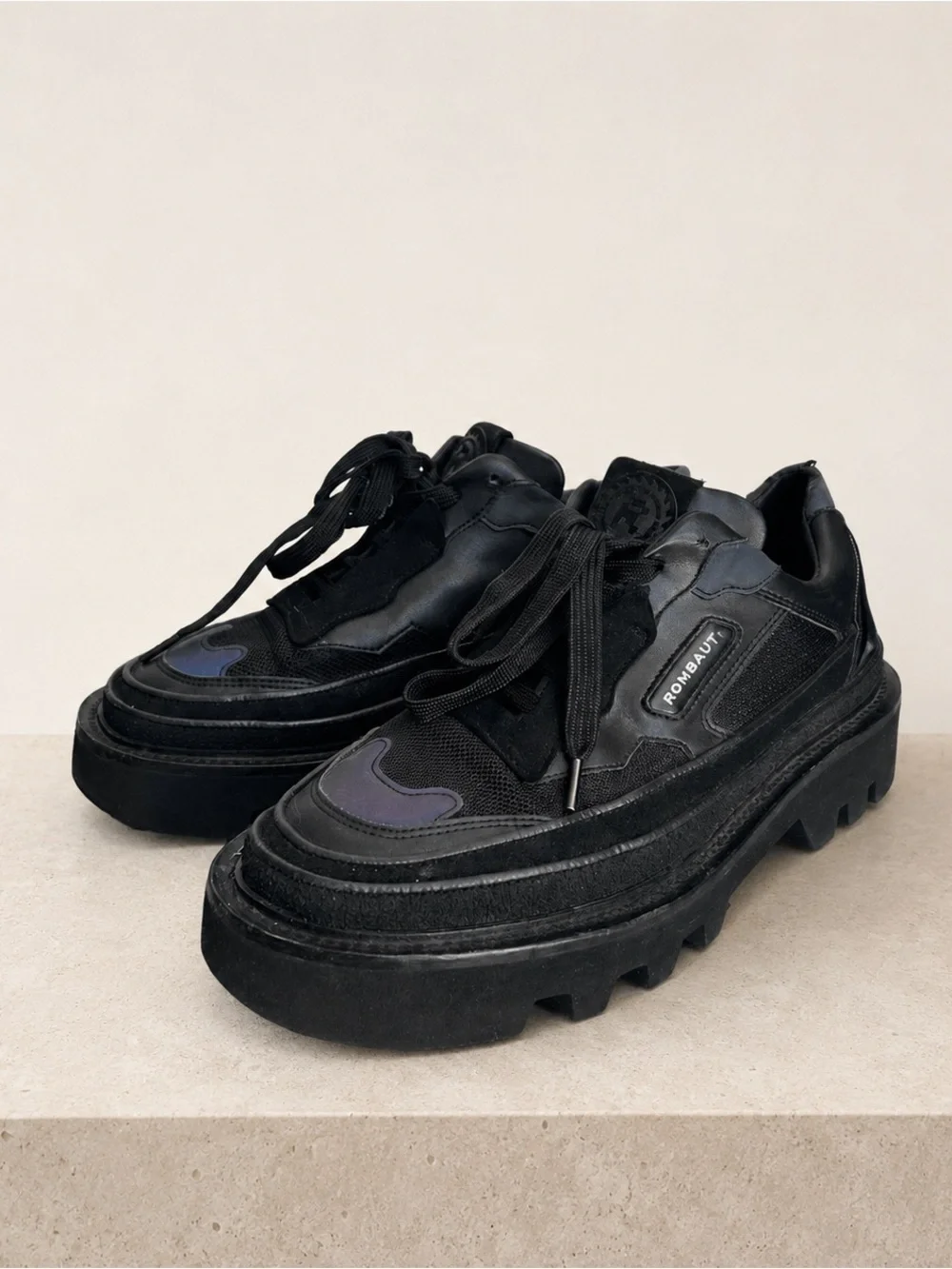 Rombaut Black Chunky Sneakers with Iridescent Accents